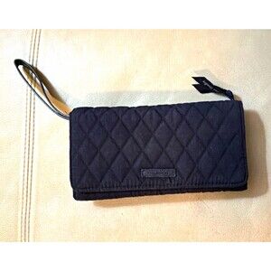 Vera Bradley Quilted  Wristlet Wallet RFID Blocking Navy Blue